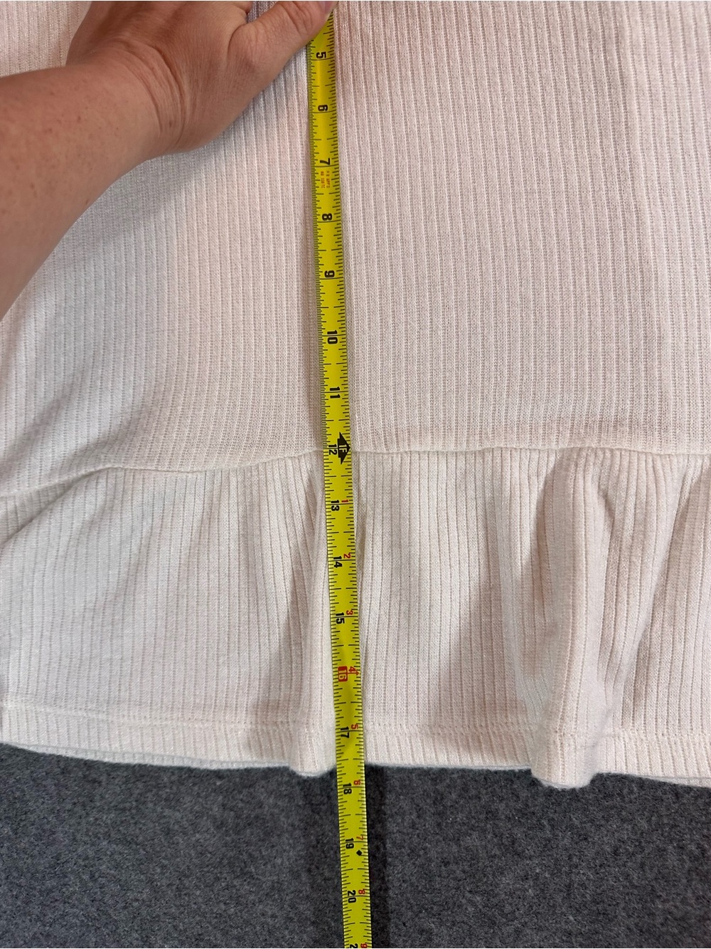 Final Touch Cream Ruffle-Hem Ribbed Top - Picture 4 of 6